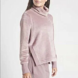 Athleta Double Cozy Karma Funnel Neck Sweatshirt Flora Mauve